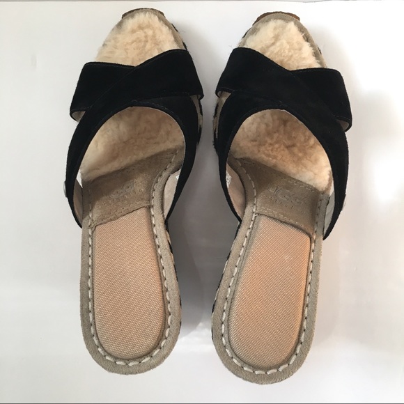 UGG Margot Sheepskin Wedge Slip On Sandals Size 6 - Picture 6 of 8